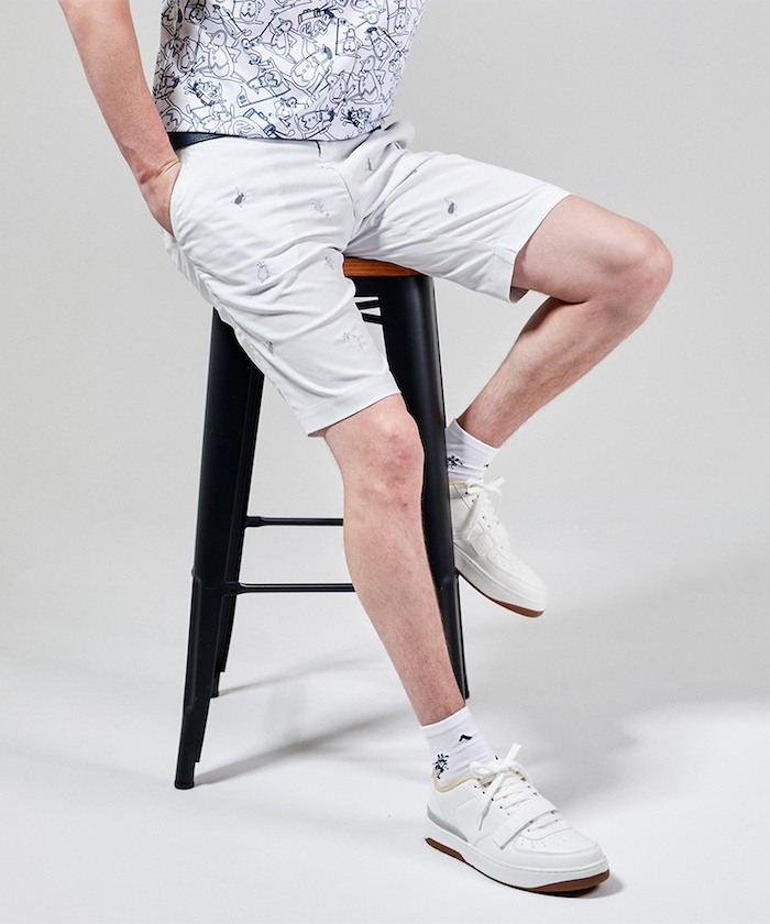 "SEASON" SUNSCREEN Flying Embroidery Cordlane Piquet Stretch Shorts