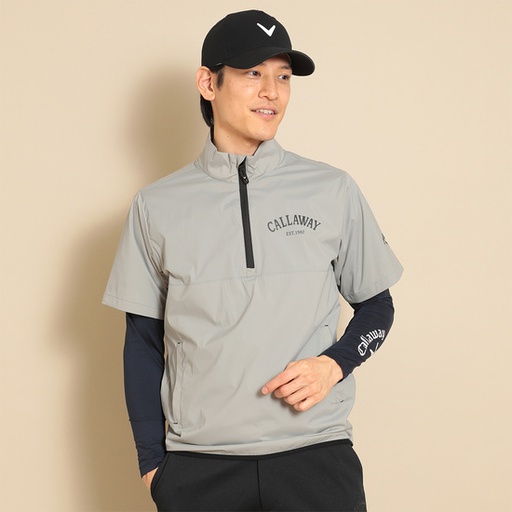 CALLAWAY Nylon Stretch Short Sleeve Half Zip Water Repellent Blouson *4L size available (MENS)